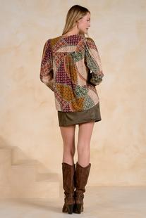 Elan Women's V-Neck Print Blouse Alternate View